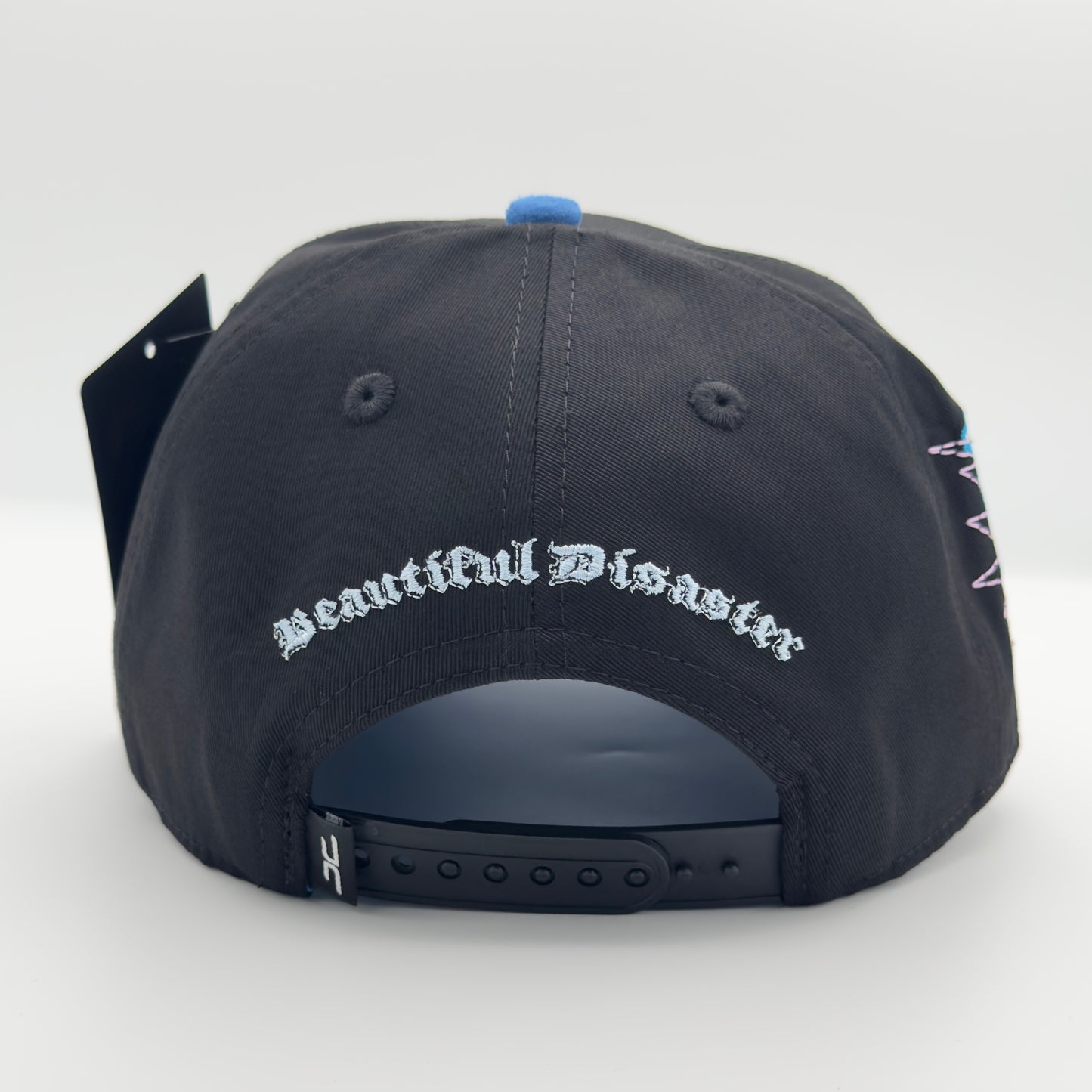Beautiful Disaster Black/Blue Sad Face Semi-Curved Cap
