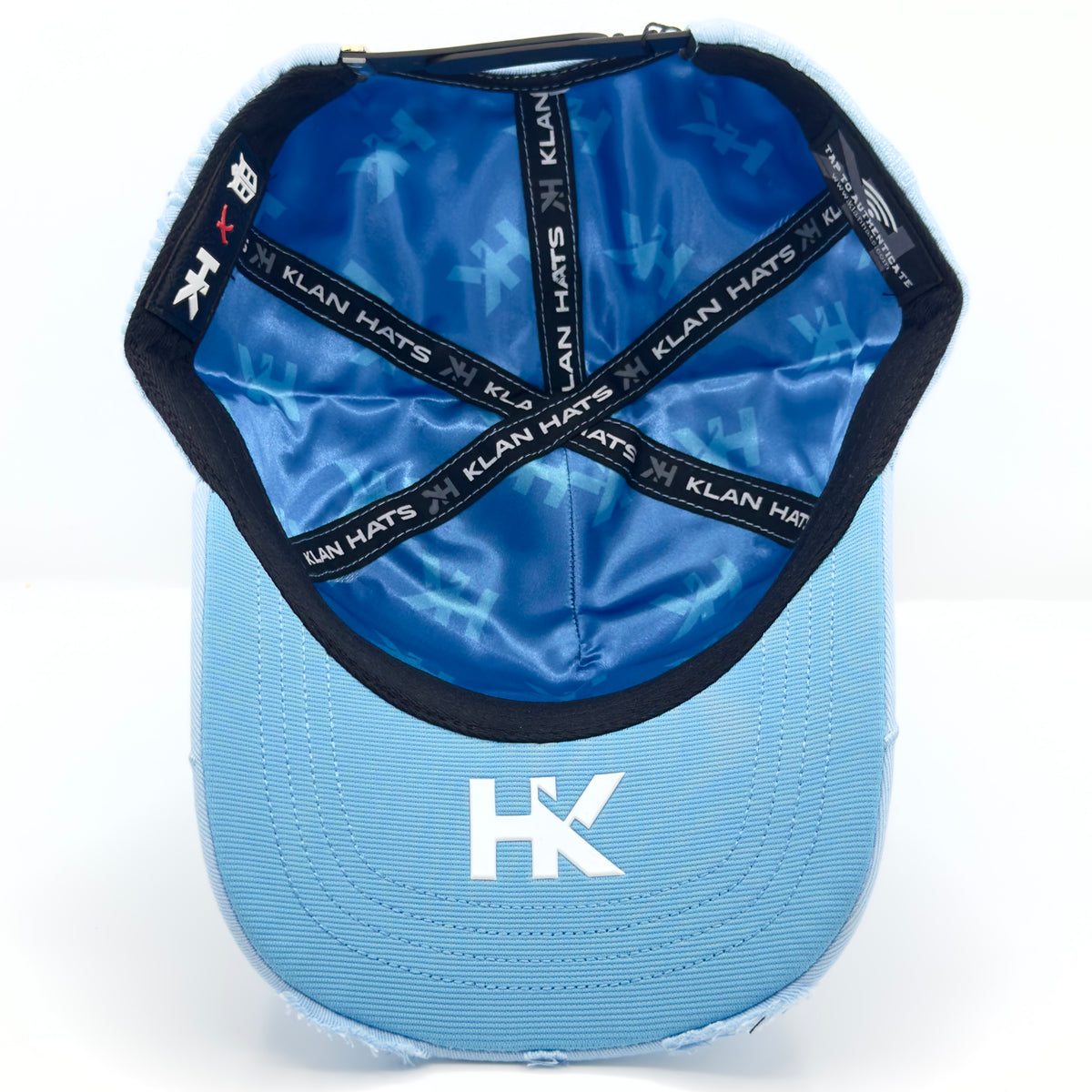 Blue LA Diamonded Flames Semi-Curved Cap