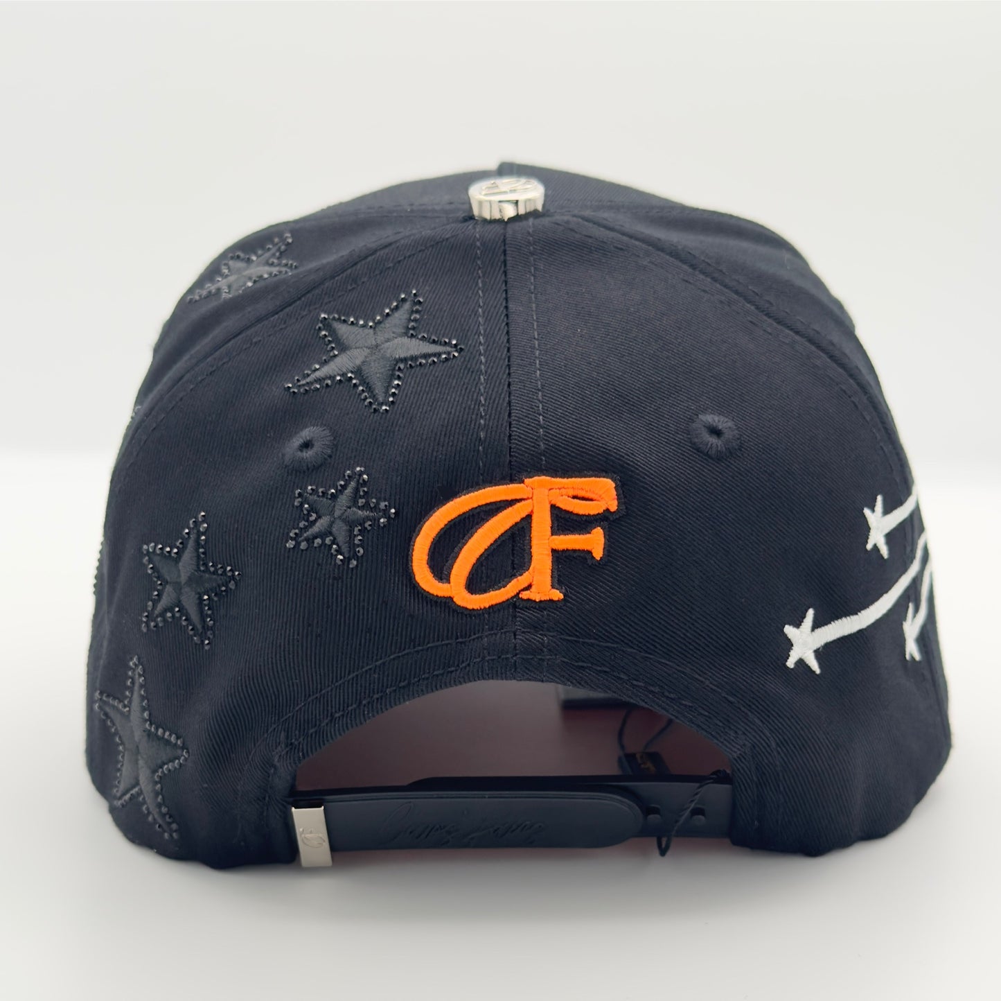 Diamonded Black/Orange H Fancy Semi-Curved Cap