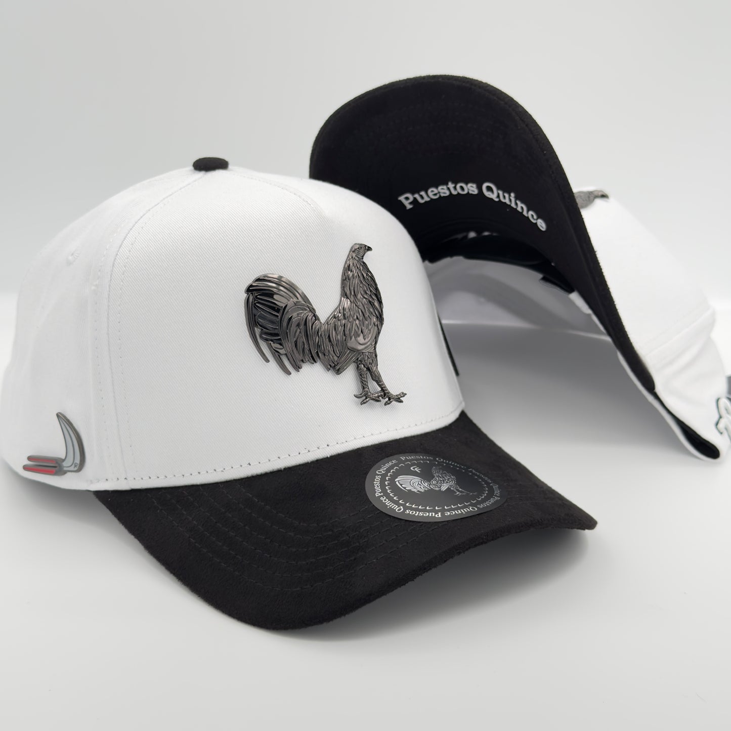 New Edition Black Rooster White Semi-Curved Cap