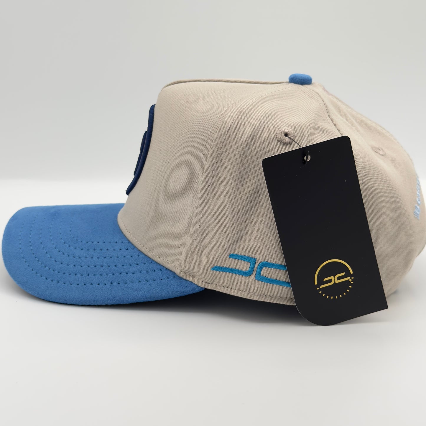 Beautiful Disaster Beige/Blue Sad Face Semi-Curved Cap