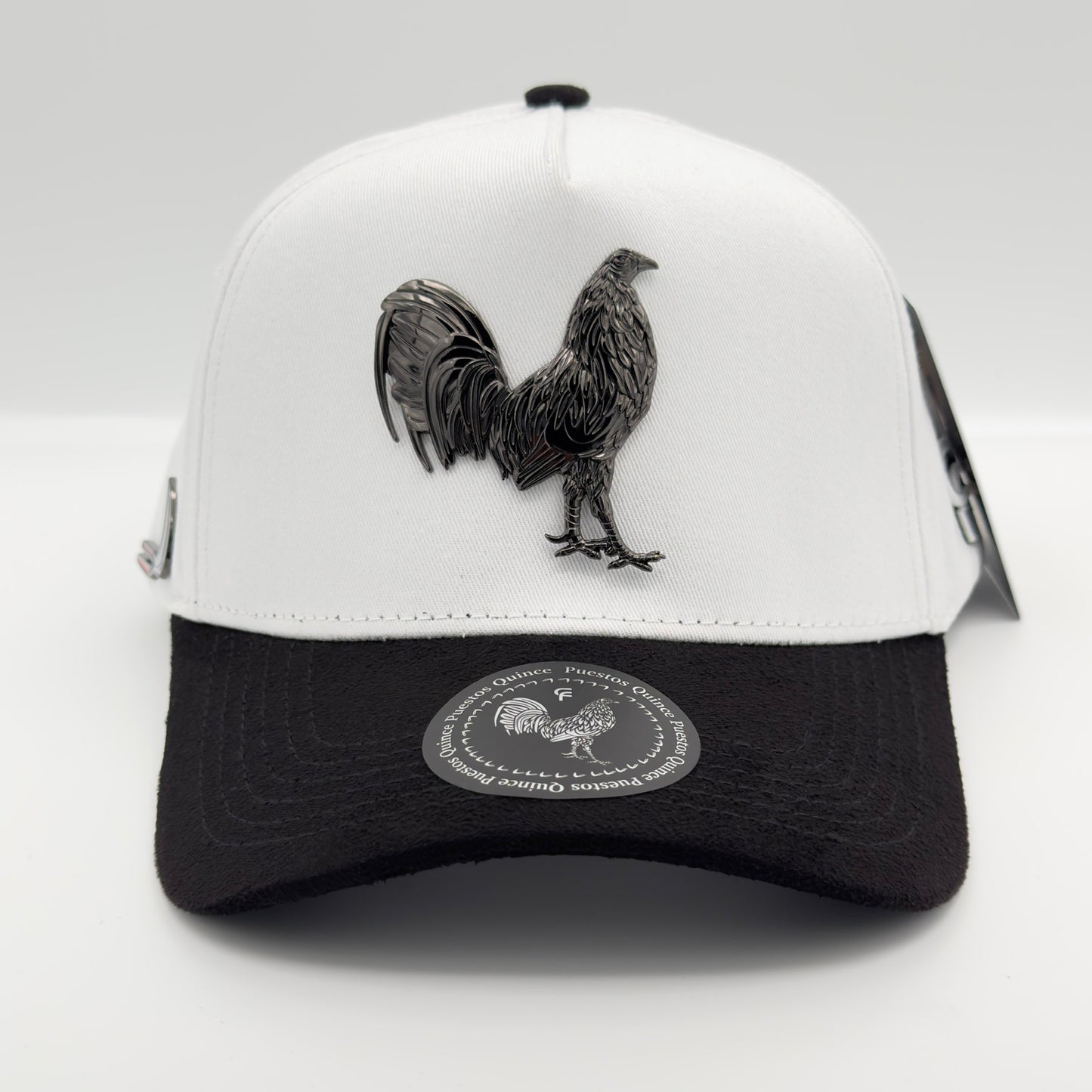 New Edition Black Rooster White Semi-Curved Cap