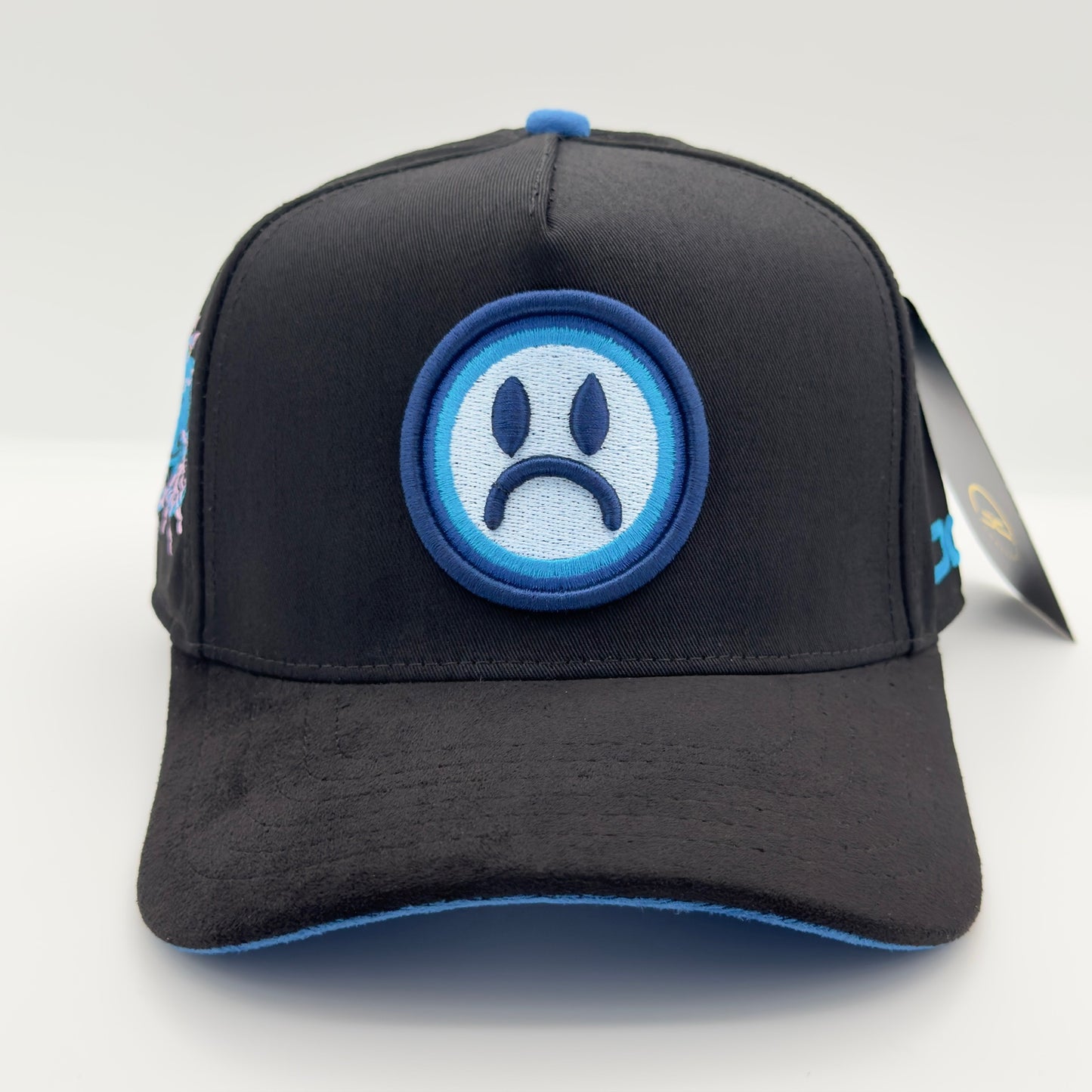 Beautiful Disaster Black/Blue Sad Face Semi-Curved Cap