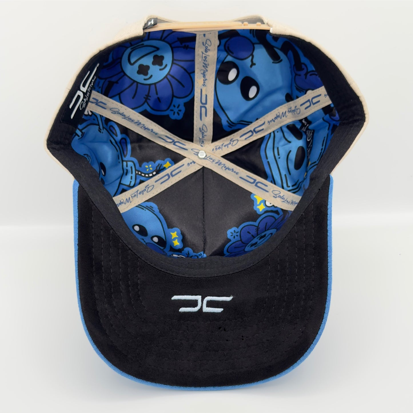 Beautiful Disaster Beige/Blue Sad Face Semi-Curved Cap