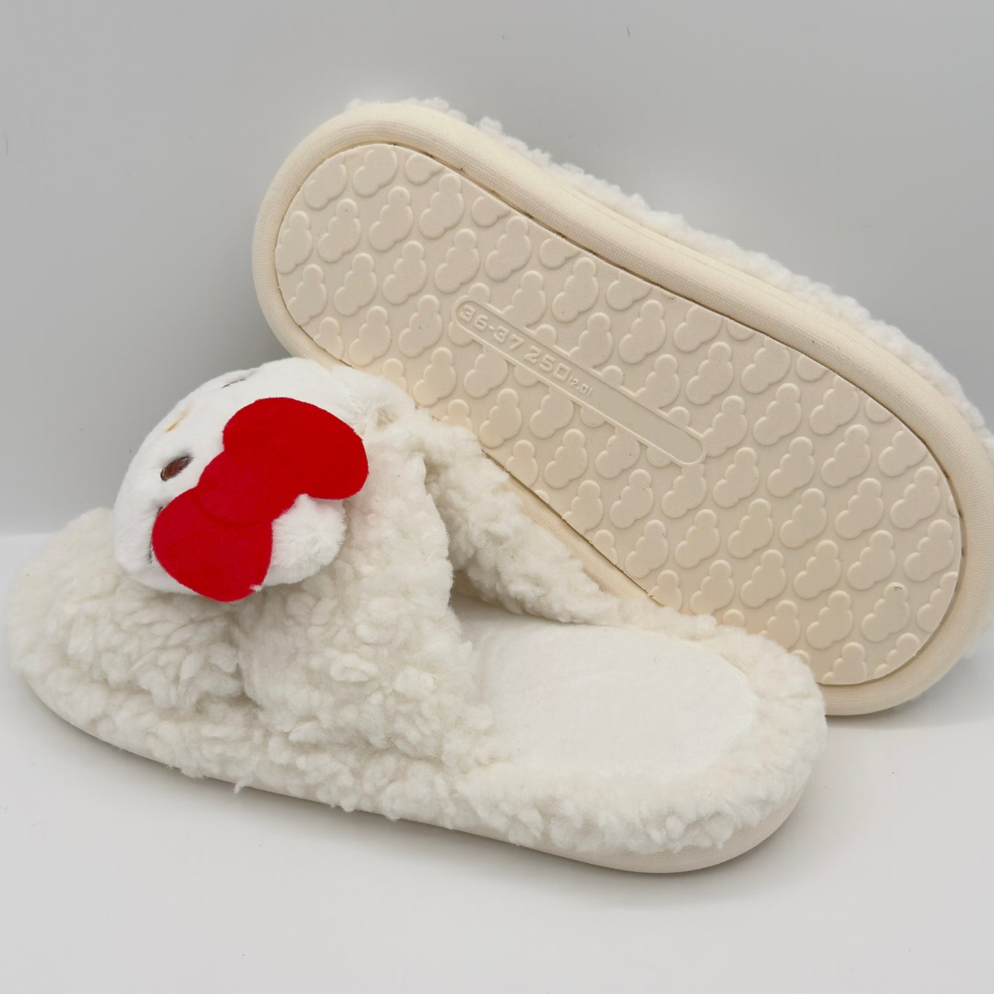 White Vanilla Fluffy Hello Kitty Slippers