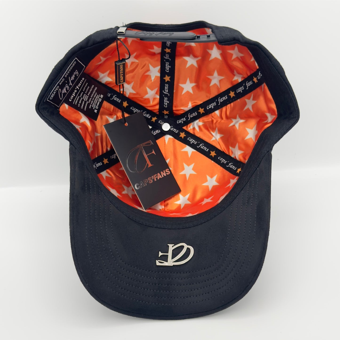 Diamonded Black/Orange H Fancy Semi-Curved Cap