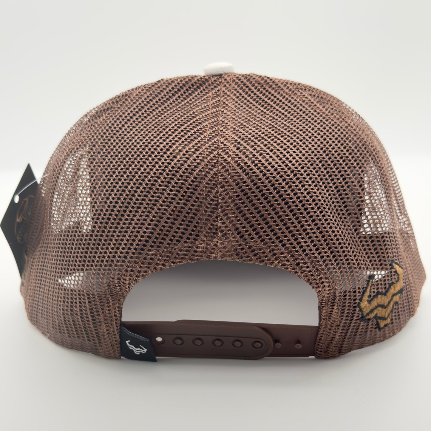 White/Dark Brown Steer Mesh Flat Cap