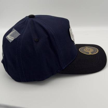 Blue Silver Rooster Semi Curved Cap
