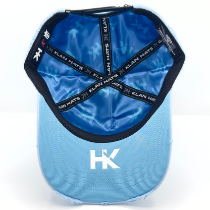 Blue LA Diamonded Flames Semi-Curved Cap