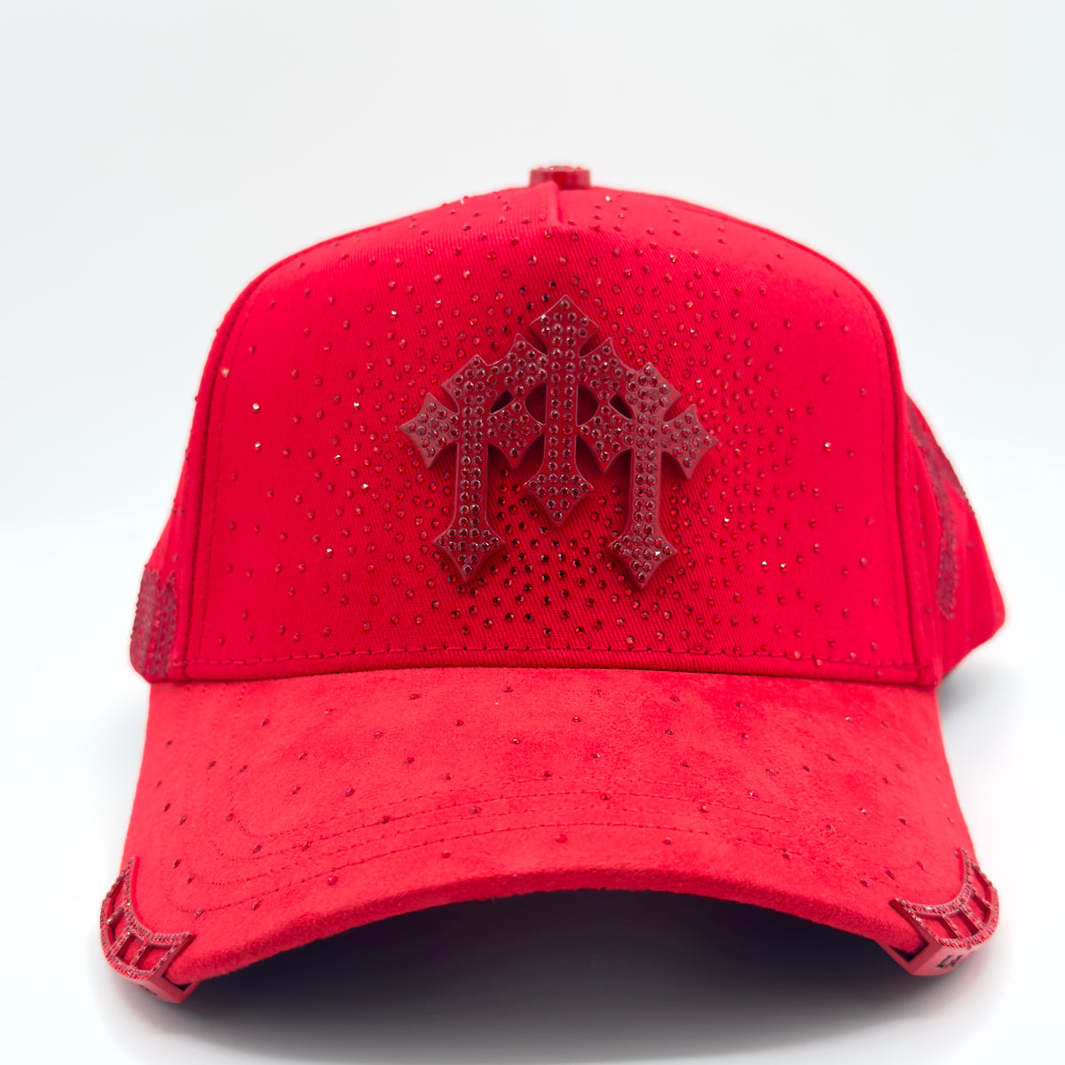 Three Red Crosses Diamonded Elegant Cap