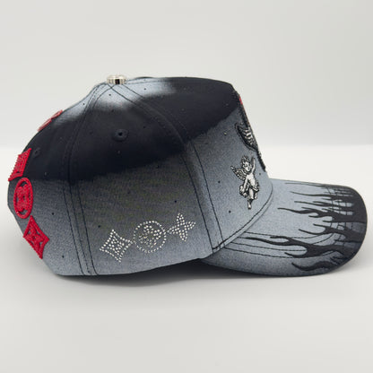 Black/Gray Diamonded H Luxury Elegant Semi-Curved Cap