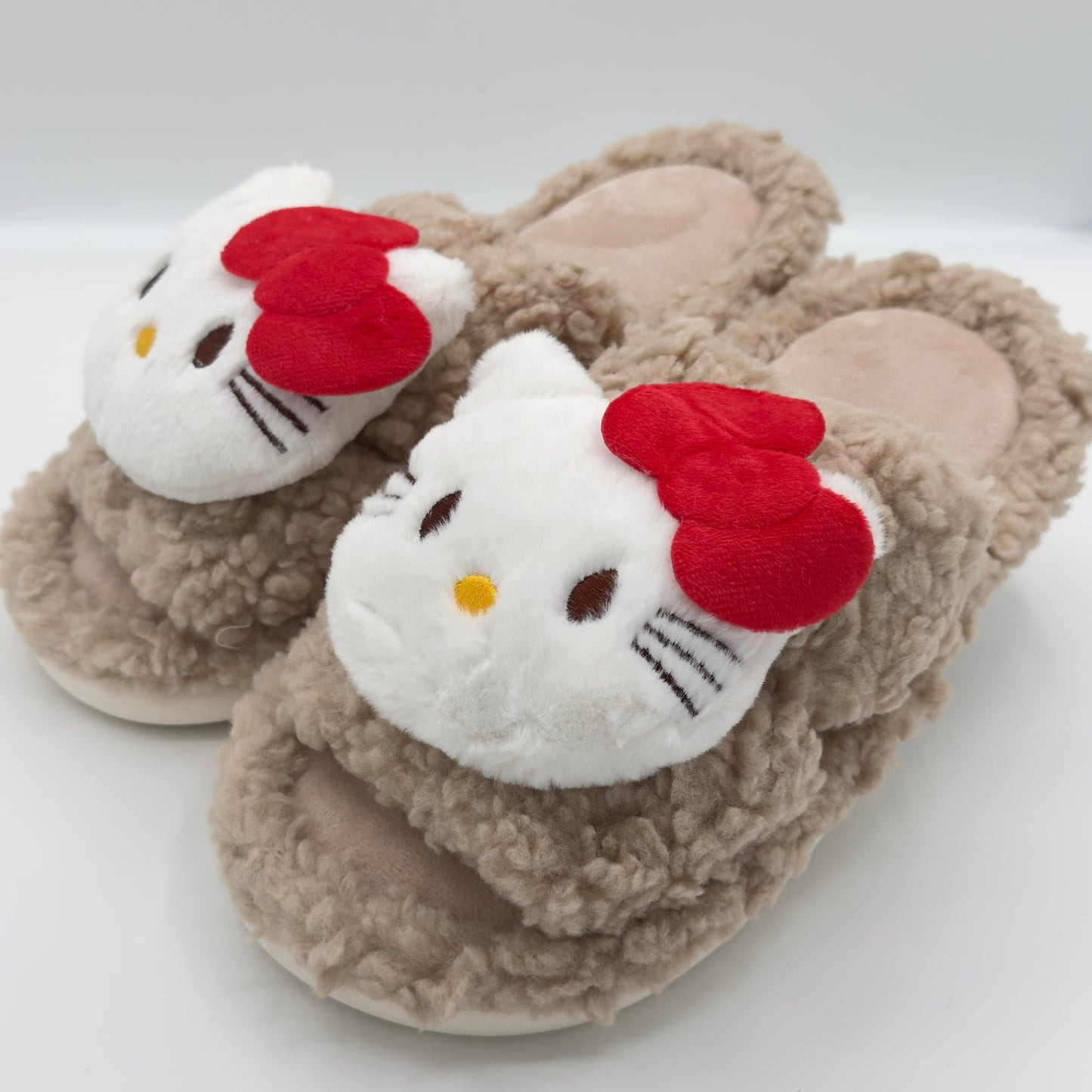 Brown Chocolate Hello Kitty Fluffy Slippers
