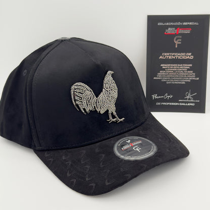 White Diamond Edition Silver Rooster Curved Cap