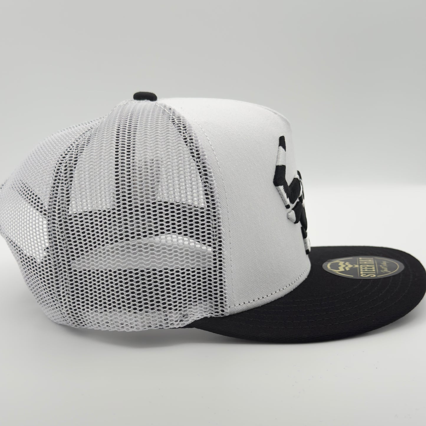 White/Black Spotted Steer Mesh Flat Cap