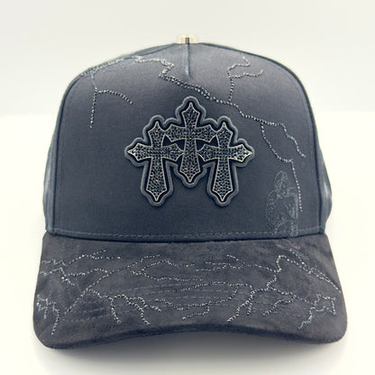 Three Crosses Semi-Curved Diamonded Cap