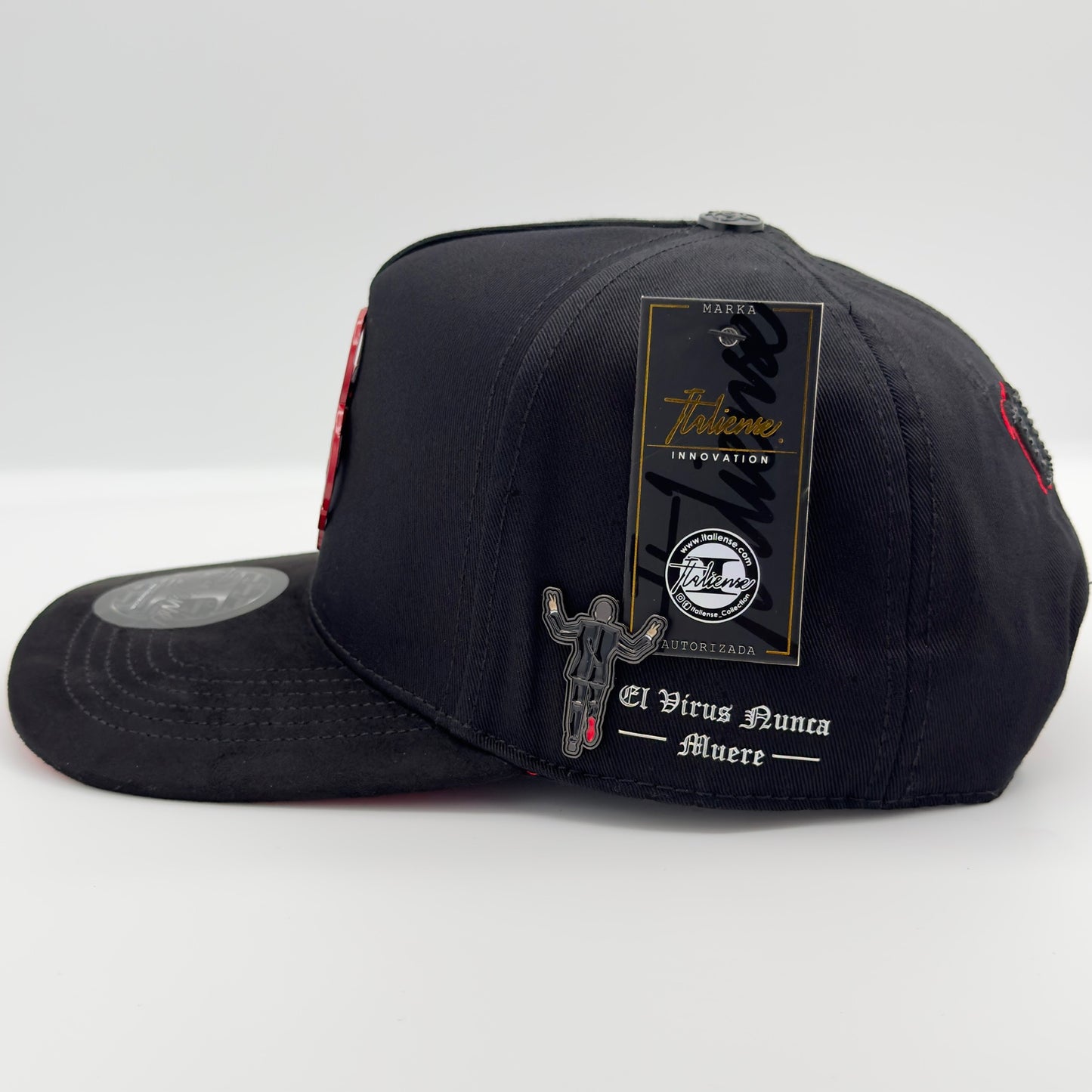 Black/Red Virus Drip Semi-Curved Cap