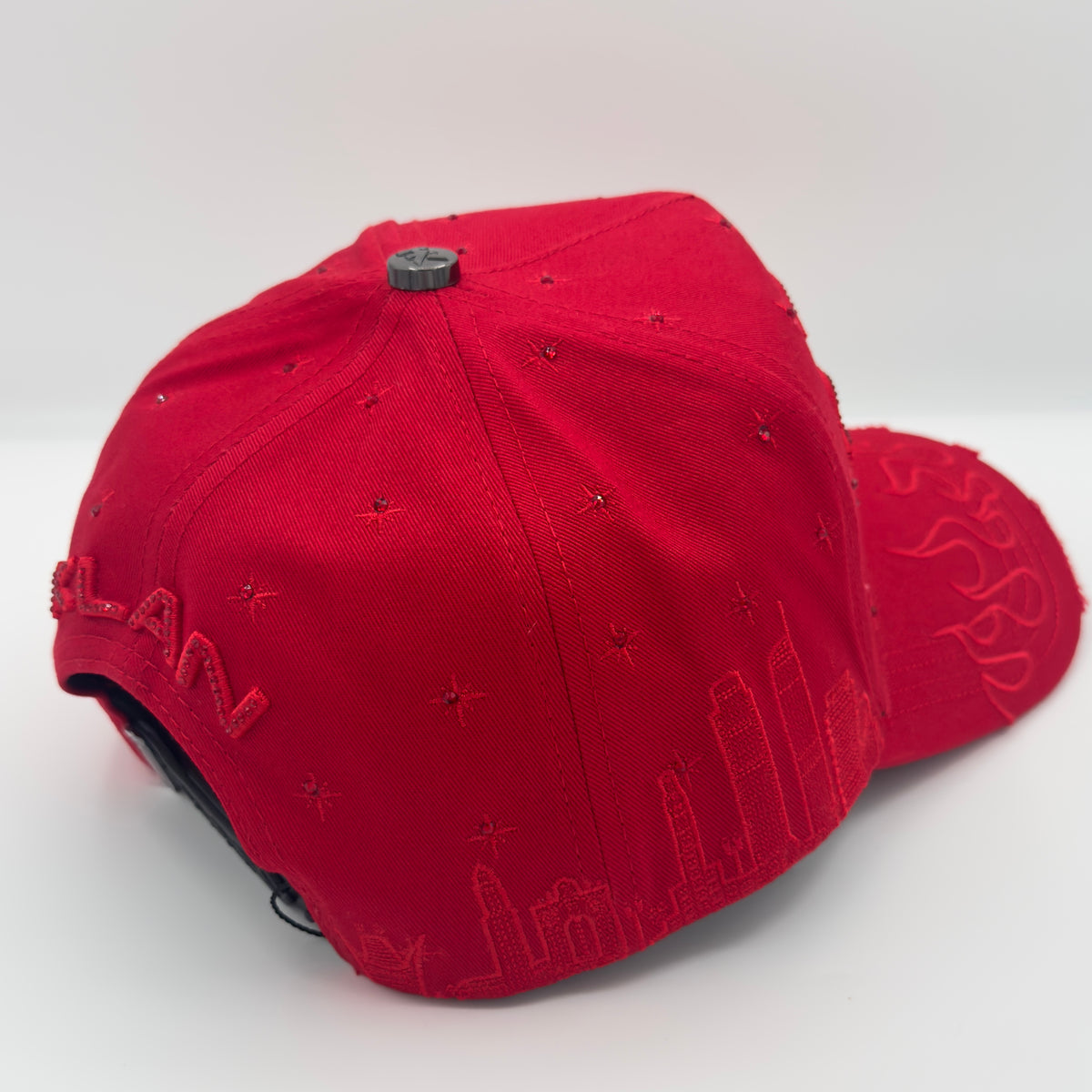 Red LA Flames Diamonded Semi-Curved Cap