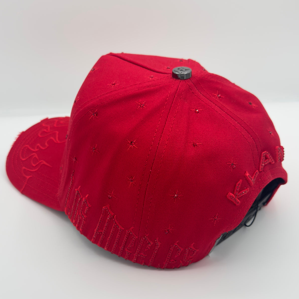 Red LA Flames Diamonded Semi-Curved Cap