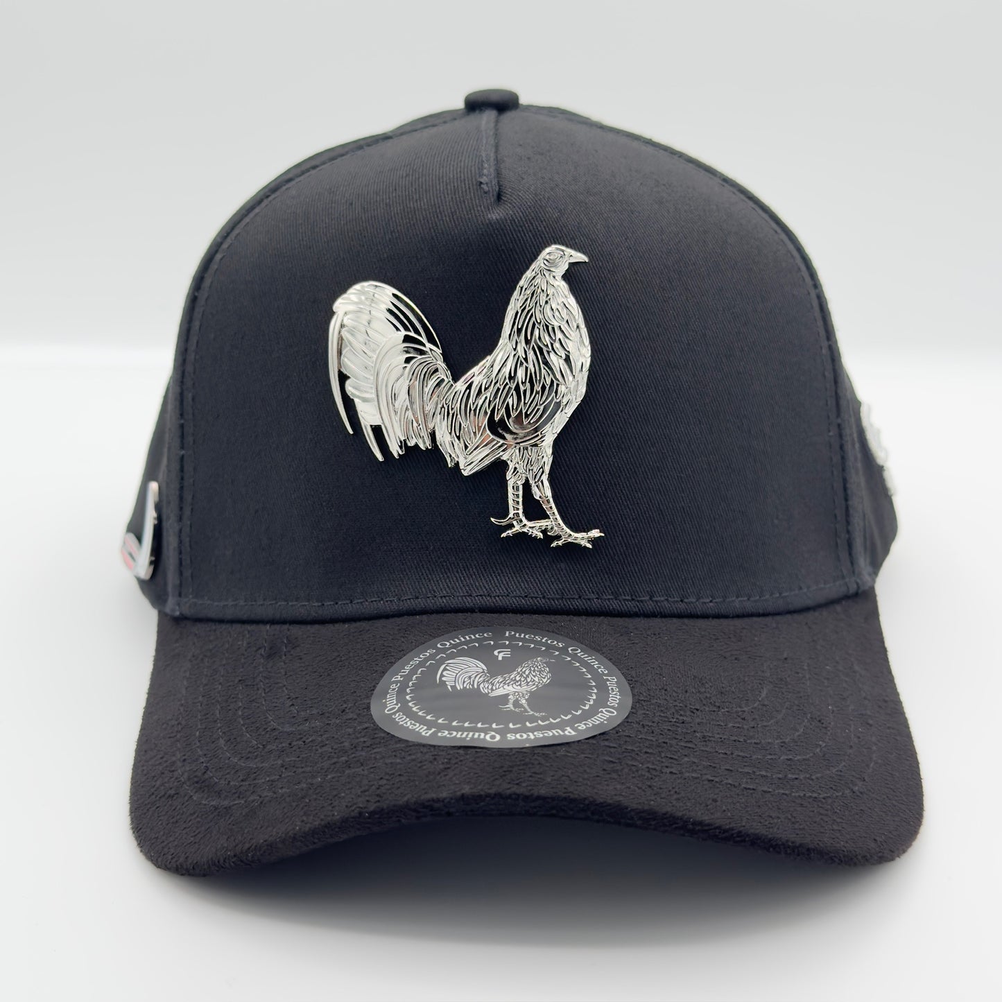 New Edition Black Silver Rooster Semi-Curved Cap