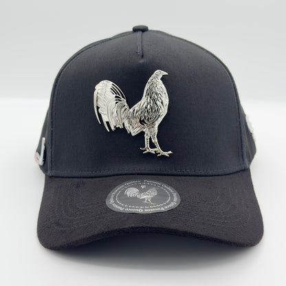 New Edition Black Silver Rooster Semi-Curved Cap