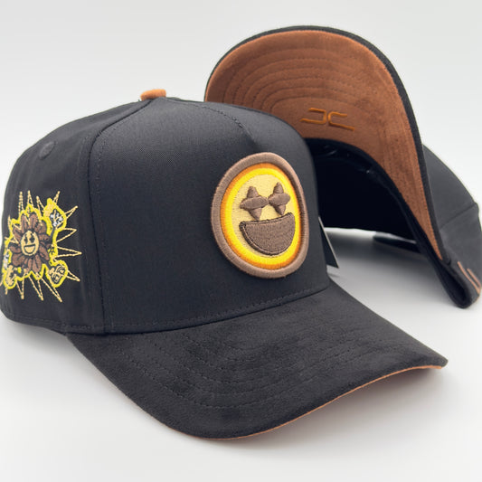 Beautiful Disaster Black/Yellow Happy Face Semi-Curved Cap