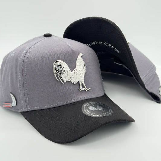 New Edition Gray Silver Rooster Semi-Curved Cap