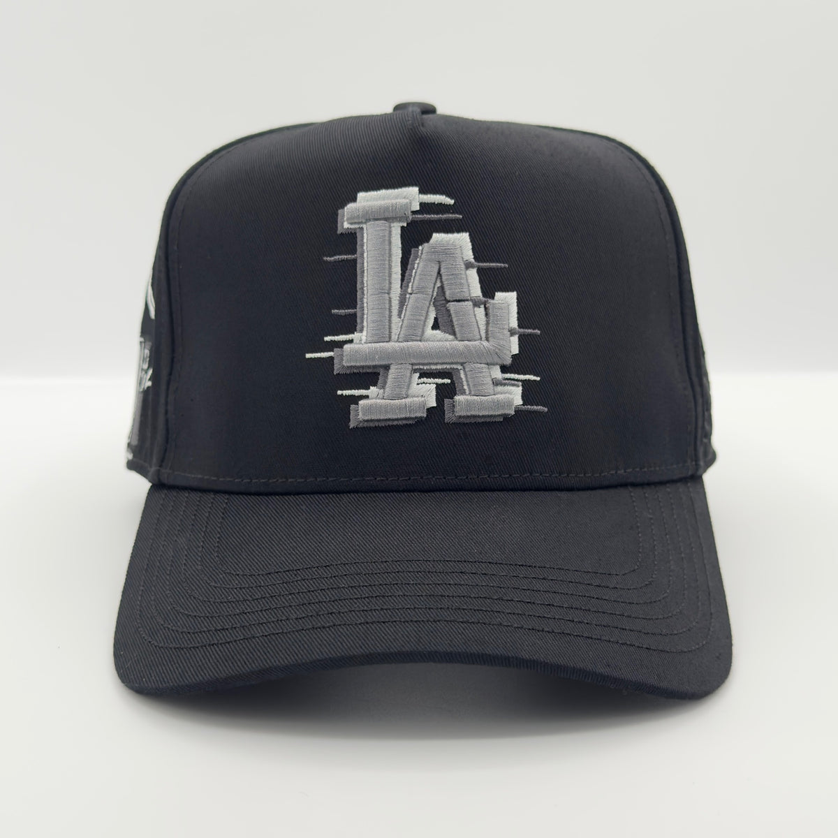 Black LA “Glitch” Fancy Elegant Semi-Curved Cap