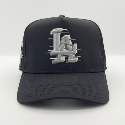 Black LA “Glitch” Fancy Elegant Semi-Curved Cap