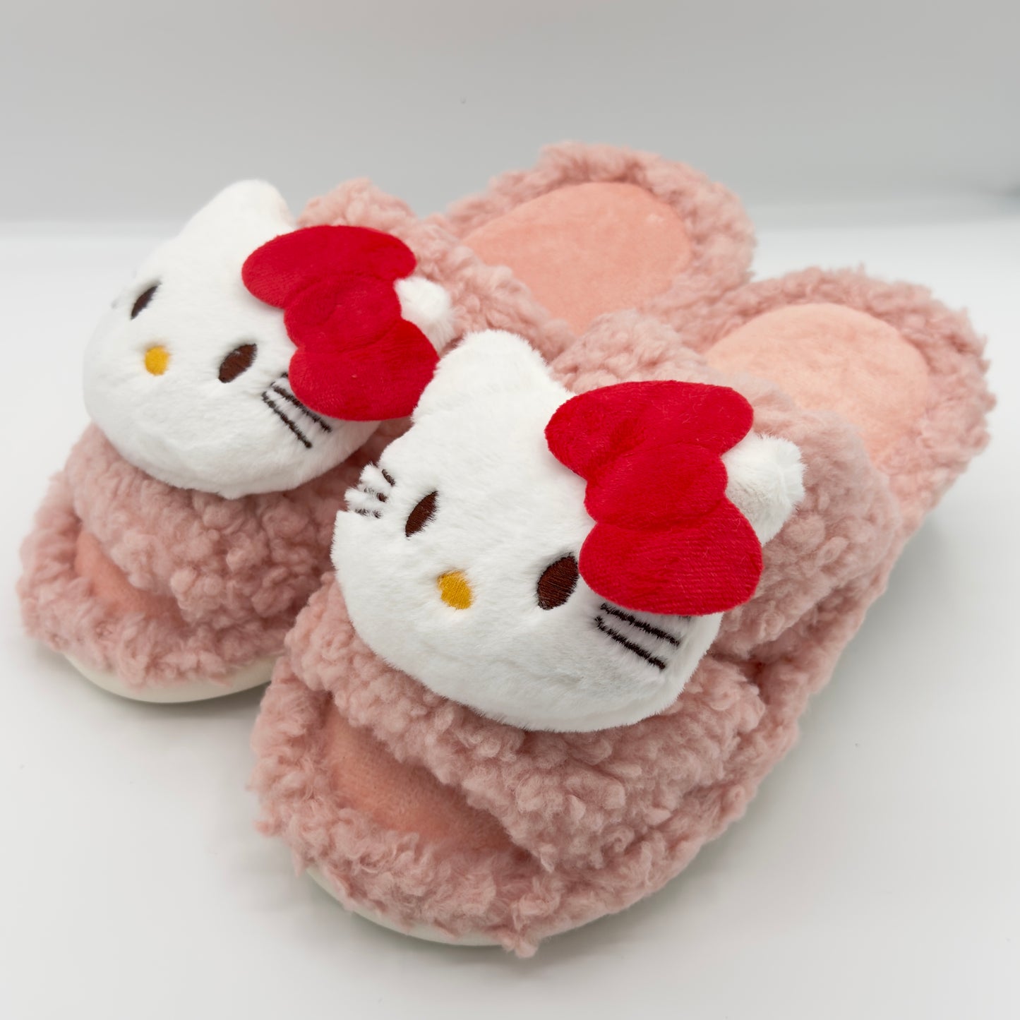 Pink Strawberry Fluffy Hello Kitty Slippers