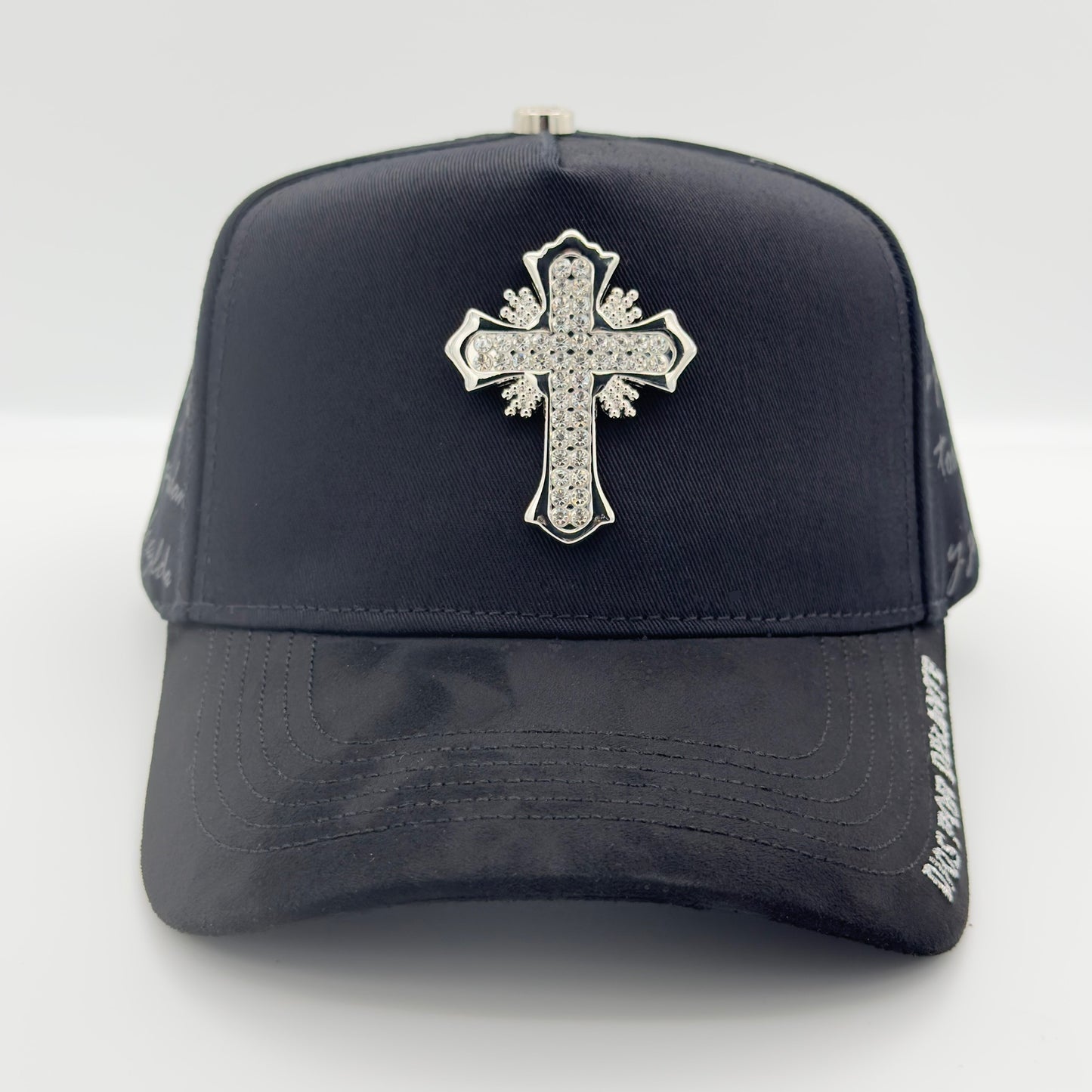 Diamond Silver Cross Semi-Curved Cap