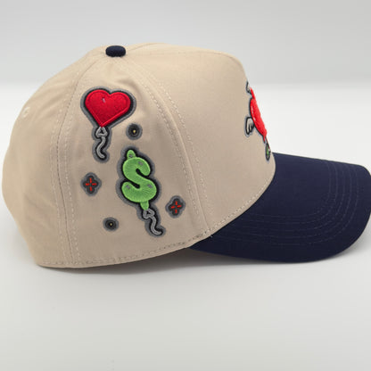 Beige/Blue Money Love Cap