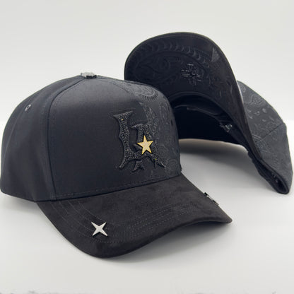 Black LA Gold Star Bandana Semi-Curved Cap
