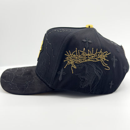 Three Golden Crosses Diamonded Lines Luxury Cap