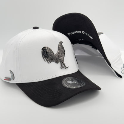 New Edition Black Rooster White Semi-Curved Cap