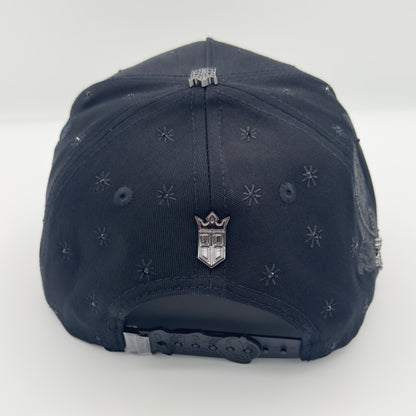 Black/Gray San Judas Diamonded Luxury Semi-Curved Cap