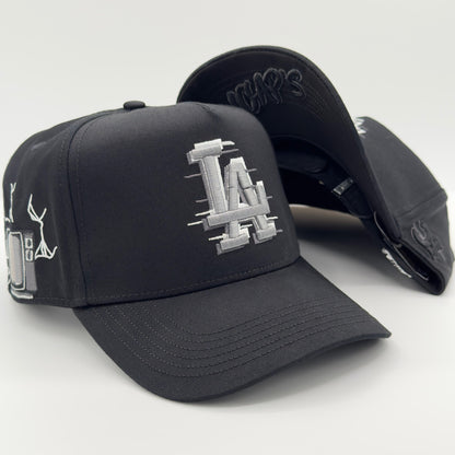 Black LA “Glitch” Fancy Elegant Semi-Curved Cap