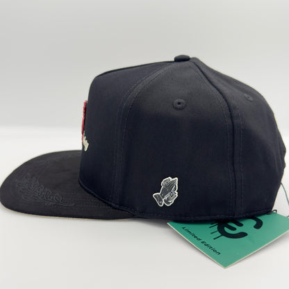 Red Angel Black Flat Cap