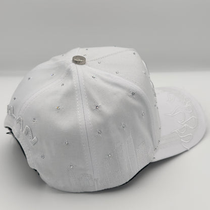 White LA Flames Diamonded Semi-Curved Cap