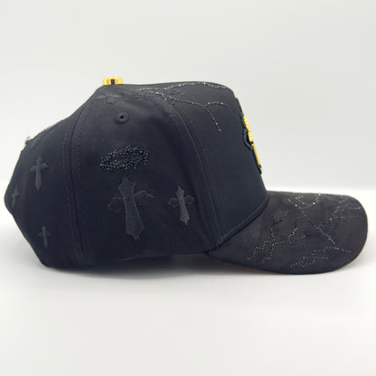 Three Golden Crosses Diamonded Lines Luxury Cap
