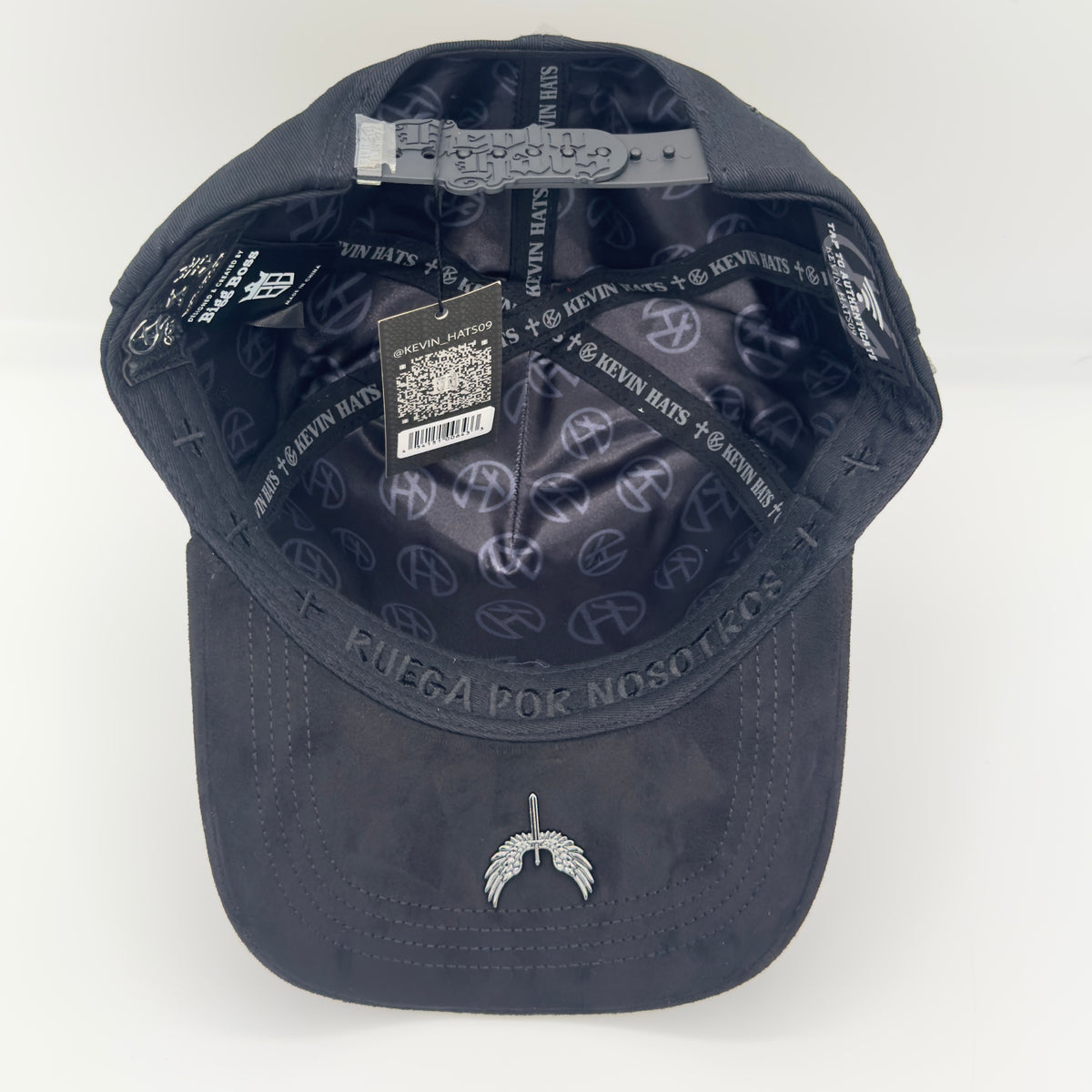 Black/Gray Virgencita Diamonded Luxury Elegant Semi-Curved Cap