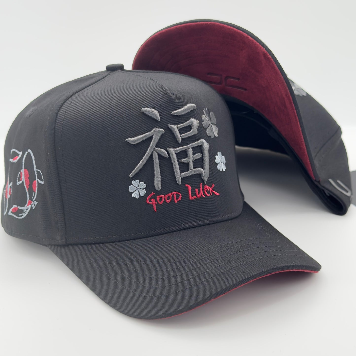 Black/Gray Good Luck Flat Cap