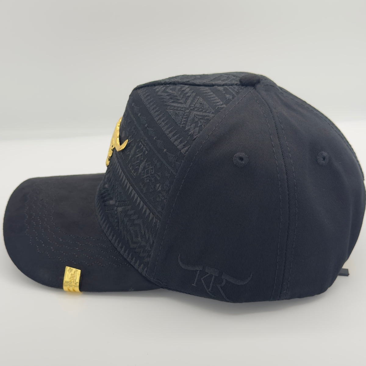 Black Rancher Gold Bull Semi-Curved Western Cap