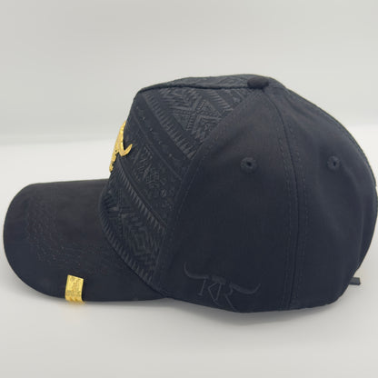 Black Rancher Gold Bull Semi-Curved Western Cap
