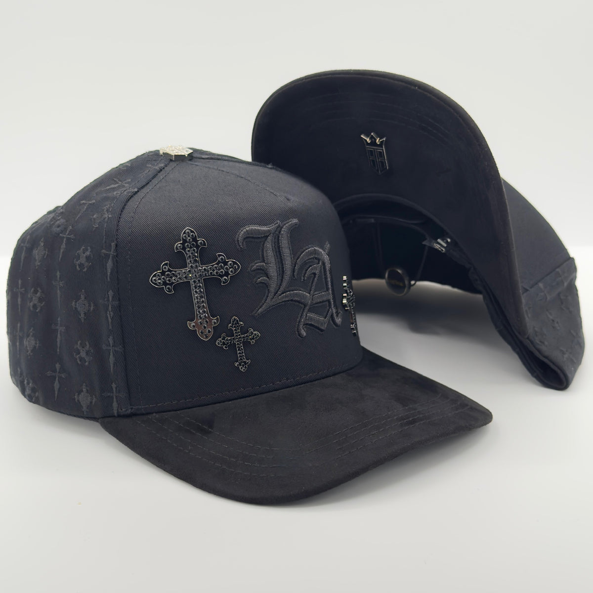 Black LA Gray Crosses Elegant Semi-Curved Cap