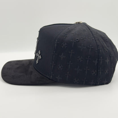 Black LA Gray Crosses Elegant Semi-Curved Cap