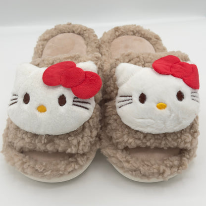 Brown Chocolate Hello Kitty Fluffy Slippers