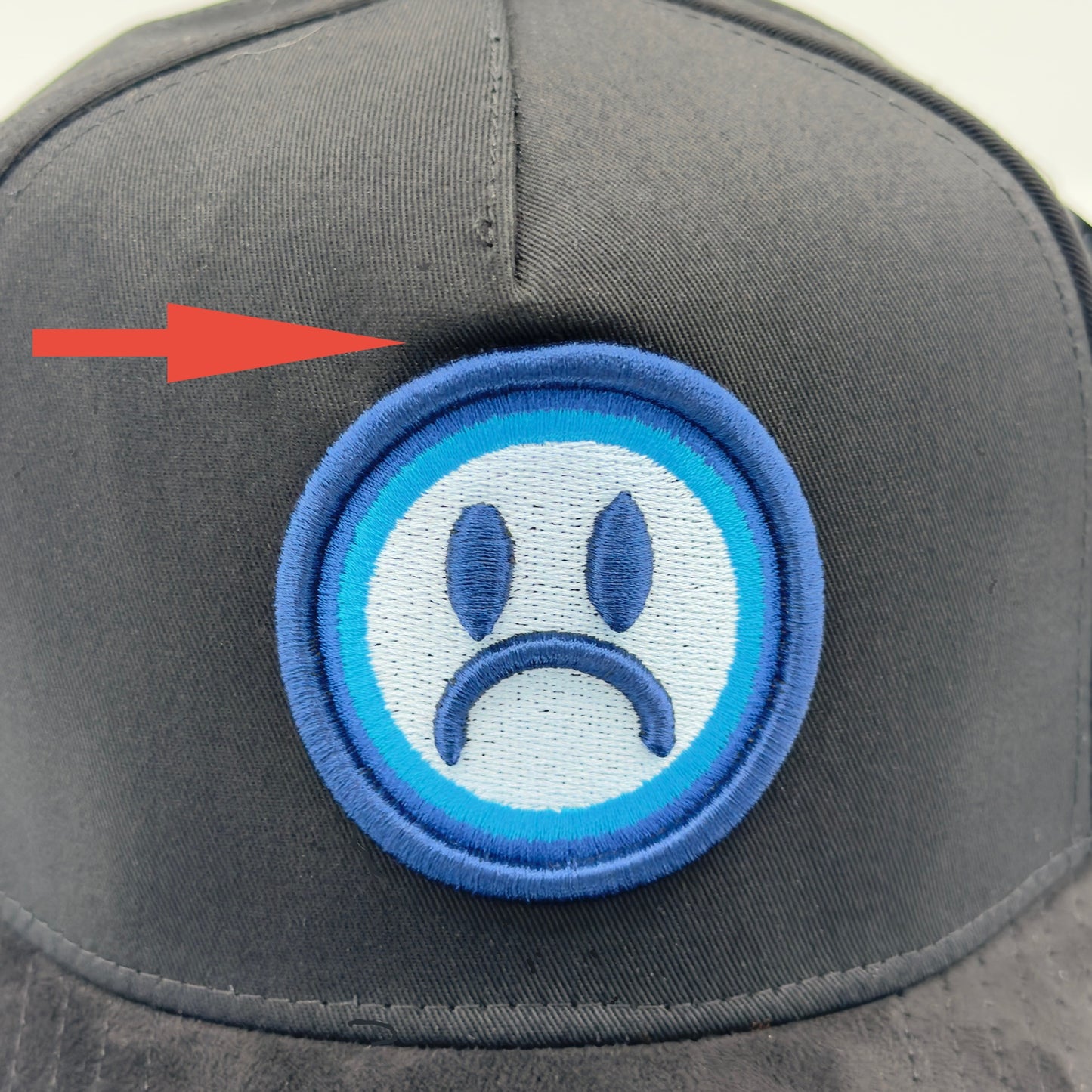 [Clearance1] Blue Sad Face Semi-Curved Cap