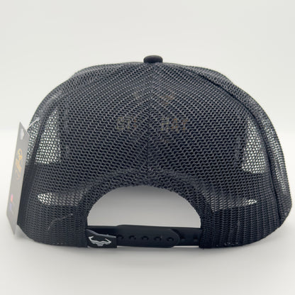 Black/White Steer Mesh Flat Cap