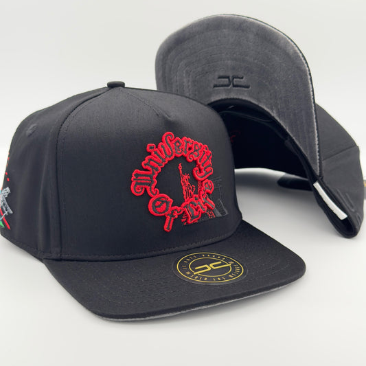 Black University of Life Flat Cap