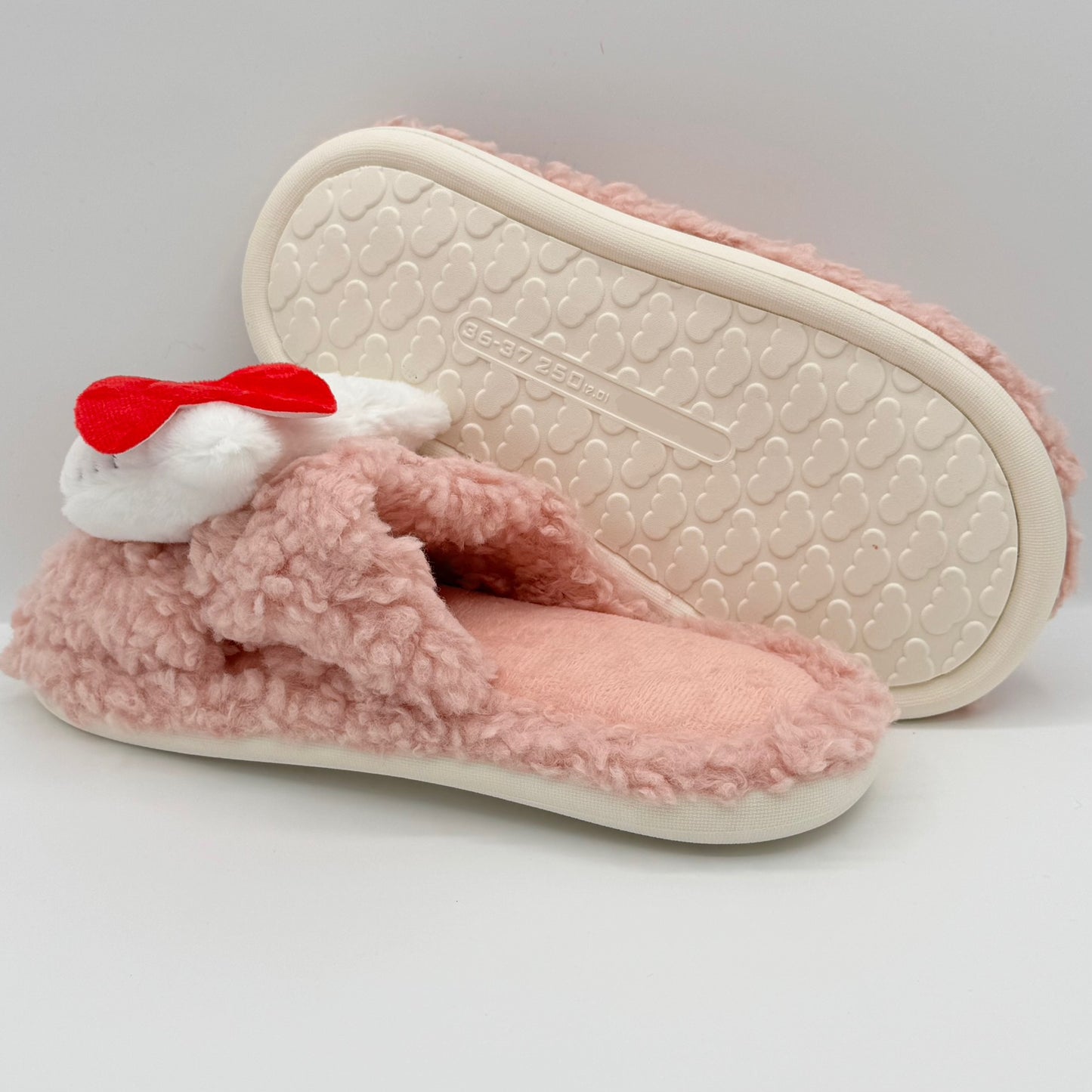 Pink Strawberry Fluffy Hello Kitty Slippers